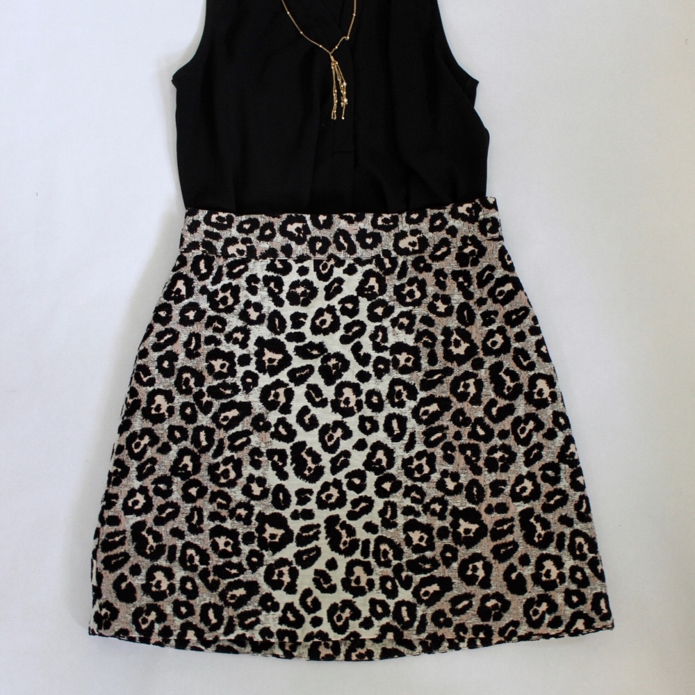 NWT Topshop Jacquard A-line Leopard Skirt